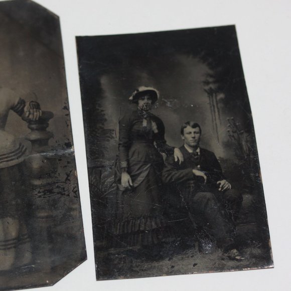 Antique Victorian 1800s Era Tintype Tin Type Photograph Photos COUPLES Lot of 6 - Picture 3 of 6